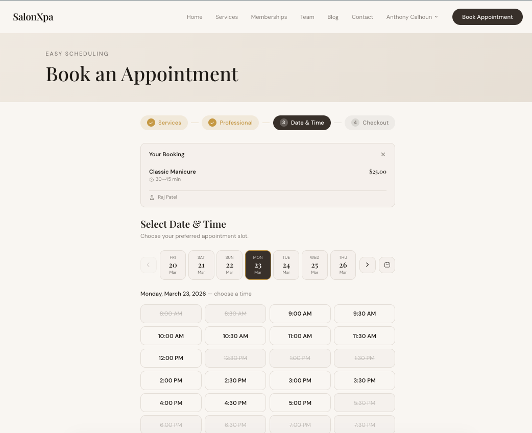Step 3 - Select date and time